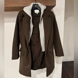 Love Tree Brown Blazer with Gray Hoodie